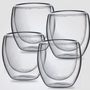 Kit 4 unidades copos de parede dupla 80ml